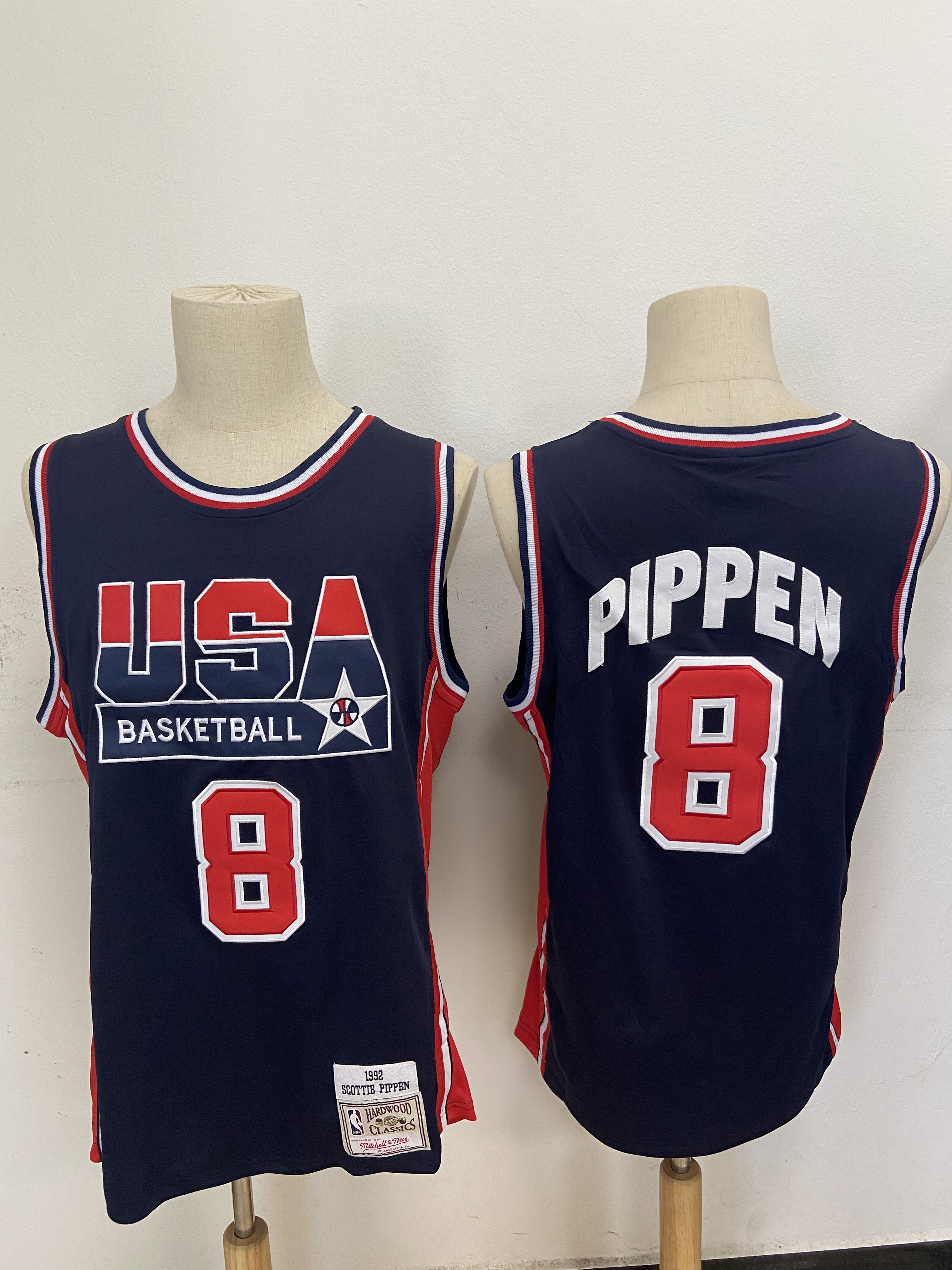 Men USA Basketball 8 Pippen Blue Stitched Throwback NBA Jersey